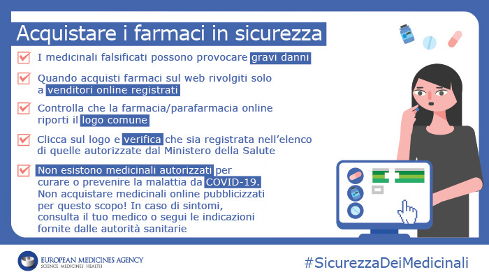 Covid-19, Ema: attenzione ai farmaci falsificati provenienti da siti web non registrati