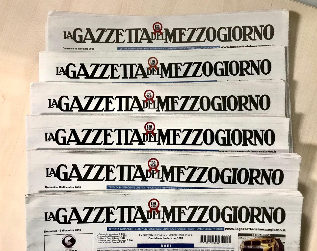 Chiusura Gazzetta del Mezzogiorno, Giordano (Ugl):” È una perdita e come sempre a pagare sono i più deboli”.