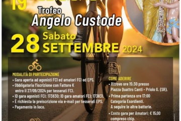 Priolo, trofeo Angelo Custode – Gara ciclistica in notturna, sabato 28 settembre