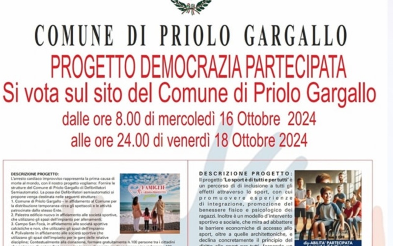 Priolo – Democrazia partecipata, si vota on line fino a giorno 18.