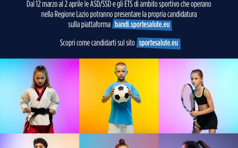 Lazio per i giovani, la Regione lancia il bando “Voucher per lo Sport”