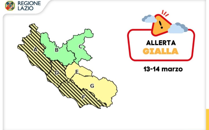 Lazio – Allerta gialla oggi e domani.